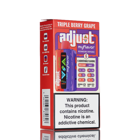 Adjust MyFlavor 40K Disposable features 6-level flavor adjustment, and two power modes that can deliver up to 40,000 puffs of 5% nic vape juice.