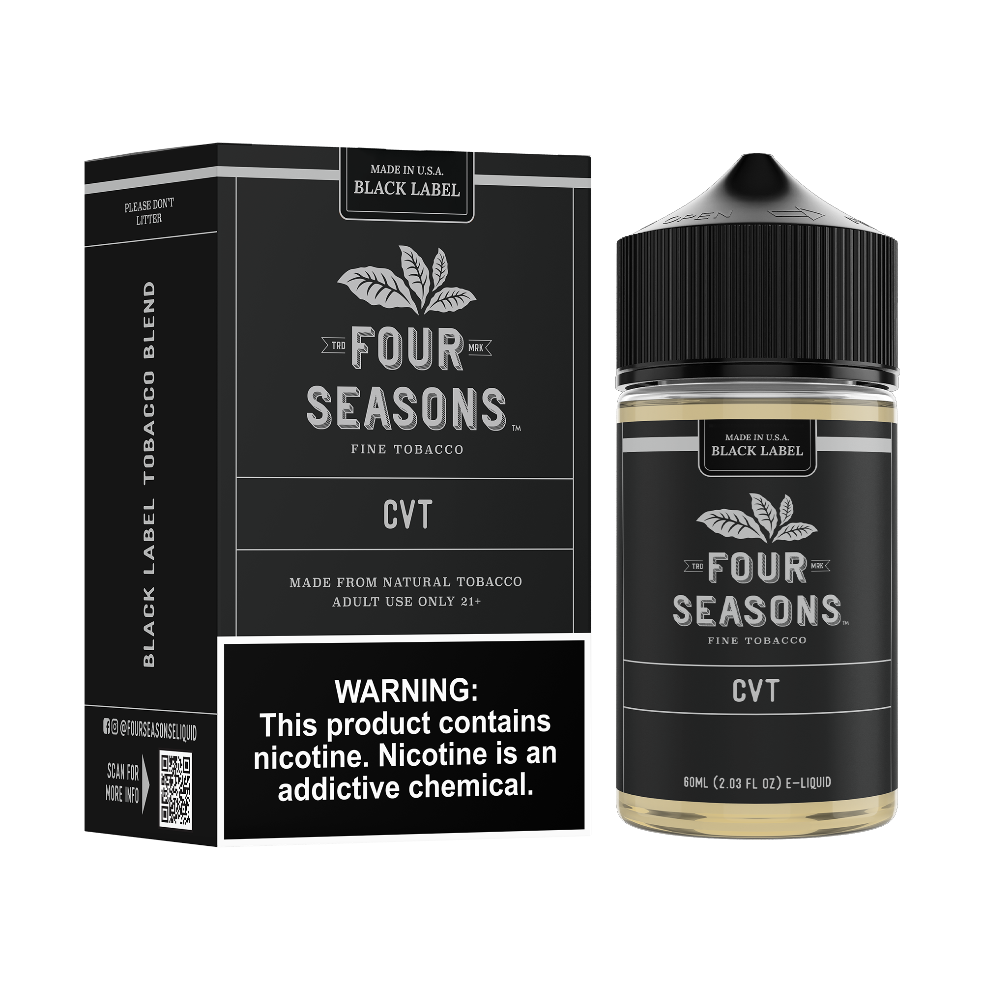 Four Seasons E-liquids- Black Label - CVT- 60ml | Tobacco E-Liquid