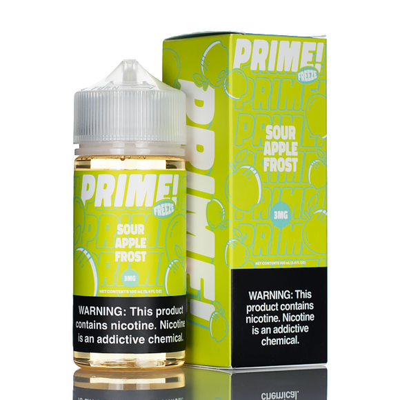 Sour Apple Frost by Prime E-Liquids, a candied sour apple with a blast of frosty menthol.