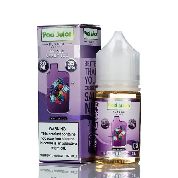 what's the difference between salt vape juice and regular Pod Juice PJ5000 Series Synthetic Nicotine Salt E-Liquid 30ML main image 1