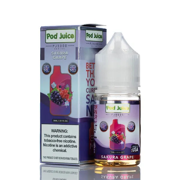 Pod Juice Salt PJ5000 Sakura Grape 30ml| Disposable Nic Salt eLiquid Pod Juice Salt PJ5000 Sakura Grape 30ml| Disposable Nic Salt eLiquid