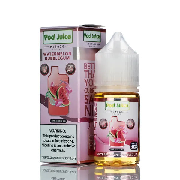 Pod Juice Salt PJ5000 Watermelon Bubblegum 30ml| Nic Salt eLiquid Pod Juice Salt PJ5000 Watermelon Bubblegum 30ml| Nic Salt eLiquid