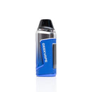 A GEEKVAPE pod mod vape device with a metallic silver body, a blue textured grip panel, and a black mouthpiece, shown on a clean white background.