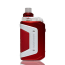 A red and white GEEKVAPE electronic vape device with a clear tank and white mouthpiece, shown against a plain white background with a subtle reflection.