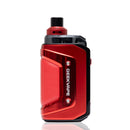 A red and black GEEKVAPE vape device with a textured grip panel and a glossy metallic finish, shown on a clean white background with a subtle reflection.