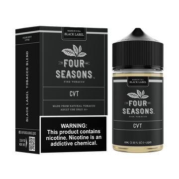 Four Seasons E-liquids - CVT (Previously VCT) - 60ml, features a combination of rich smooth undertones with a premium tobacco taste for a delectable experience.