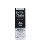 A single Coastal Clouds Red Cherry Chew vape cartridge box, 30ml, shown vertically against a plain white background with a faint reflection below.