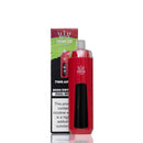 A red Crown Bar vape device with a clear mouthpiece stands in front of its black and green retail box on a white background.
