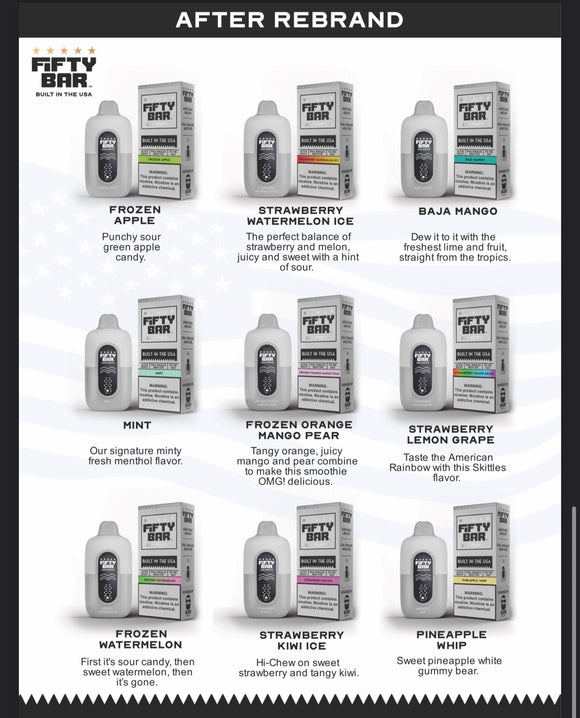 Fifty Bar White Series Rebrand Before and After Name