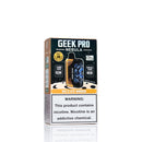Geek Pro Nebula vape device in Mexico Mango flavor, shown next to its retail packaging box on a clean white background with a subtle reflection.