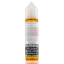 A mister e-liquid bottle is placed on a reflective surface and against a white background. The bottle outlines the ingredients and the warning label. 