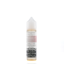 A mister e-liquid bottle is placed on a reflective surface and against a white background. The bottle outlines the ingredients and the warning label. 
