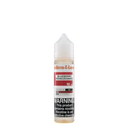 A 12mg mister e-liquid bottle of 'blueberry pomegranate' is placed on a reflective surface and against a white background. The label is red, grey, and white.