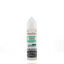 A 6mg mister e-liquid bottle of 'mister-e's menthol' is placed on a reflective surface and against a white background. The label is teal, grey, and white.