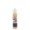 A 6mg mister e-liquid bottle of 'mr.e's ry4' is placed on a reflective surface and against a white background. The label is brown, grey, and white.