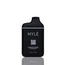 A black MYLÉ vape pen in the Miami Mint flavor, shown from the back against a white background with a subtle reflection below.