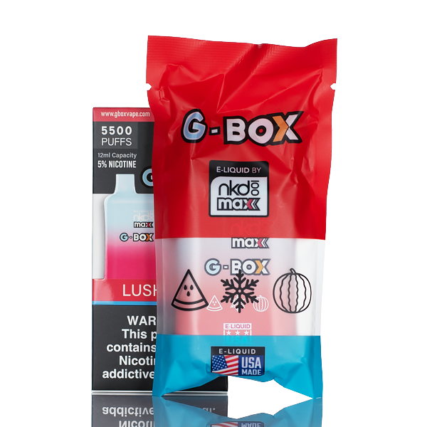 NKD100 G-Box Max 5500 Puffs Disposable Vape - 12ML | 5% Salt Nicotine NKD100 G-Box Max 5500 Puffs Disposable Vape - 12ML | 5% Salt Nicotine