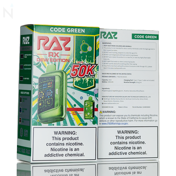 Raz Rx Code White RAZ RX 50K 50000 Puffs Disposable 19ml $16.49