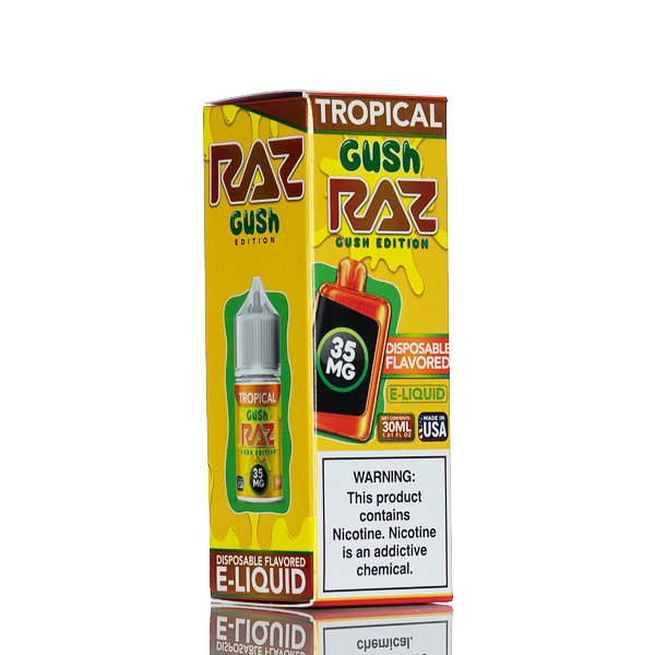 Pod Juice X RAZ Salt Nic - Tropical Gush - 30mL | Made In The USA Pod Juice X RAZ Salt Nic - Tropical Gush - 30mL | Made In The USA