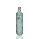 A single vape of Flum UT Melon Ice Cream against a plain white background with a subtle reflection below. The bottle is a tall, slender glass container with a rounded neck and base, featuring a light green and white marbled pattern with silver metallic lettering.