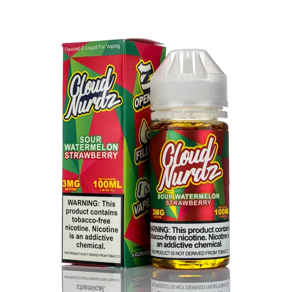 Cloud Nurdz E-Liquid - Sour Watermelon Strawberry - 100ml | eJuice Cloud Nurdz E-Liquid - Sour Watermelon Strawberry - 100ml | eJuice
